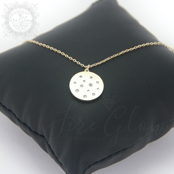 Gold Studded Disc Pendant Necklace - Picture 5 of 8